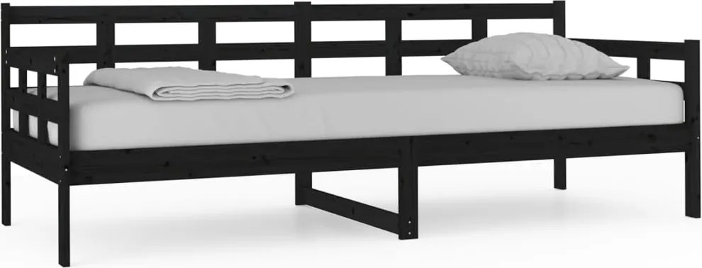 vidaXL fekete tömör fenyőfa kanapéágy 80x200 cm