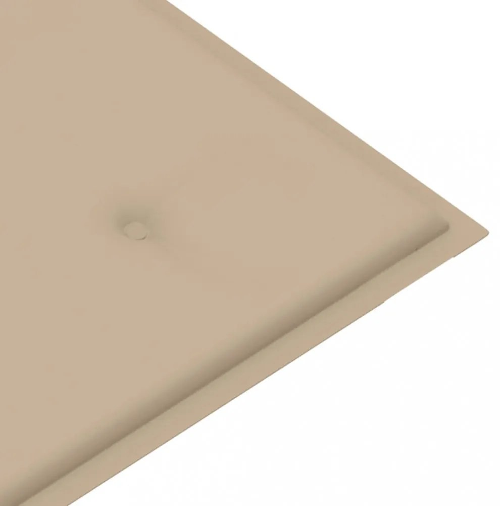 tömör tíkfa kerti pad bézs párnával 112 cm
