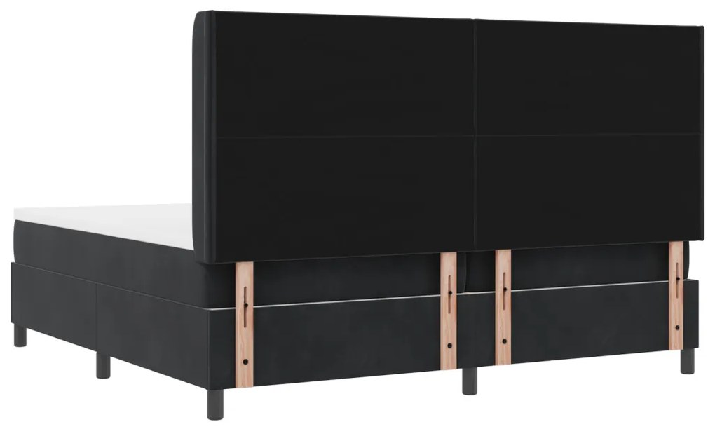 Boxspring Ágy Matraccal és LED Fekete 200x200 cm Bársony