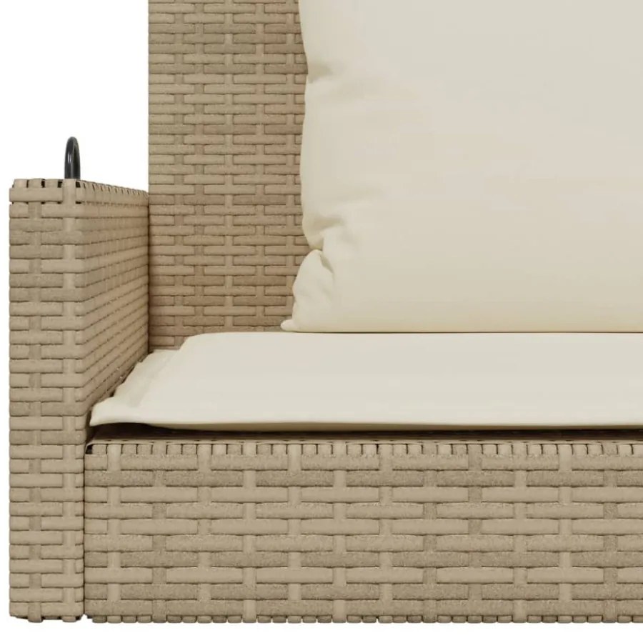 bézs polyrattan hintapad párnával 119 x 56 x 48 cm