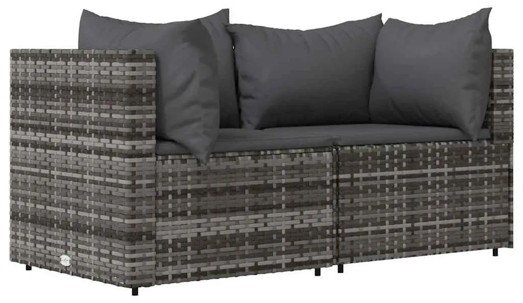 3 részes szürke polyrattan kerti ülőgarnitúra párnákkal
