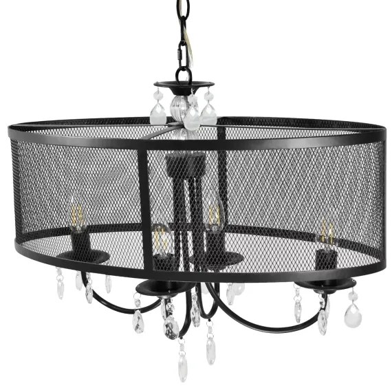 BRESSO láncos csillár 4xE14/12W/230V fekete