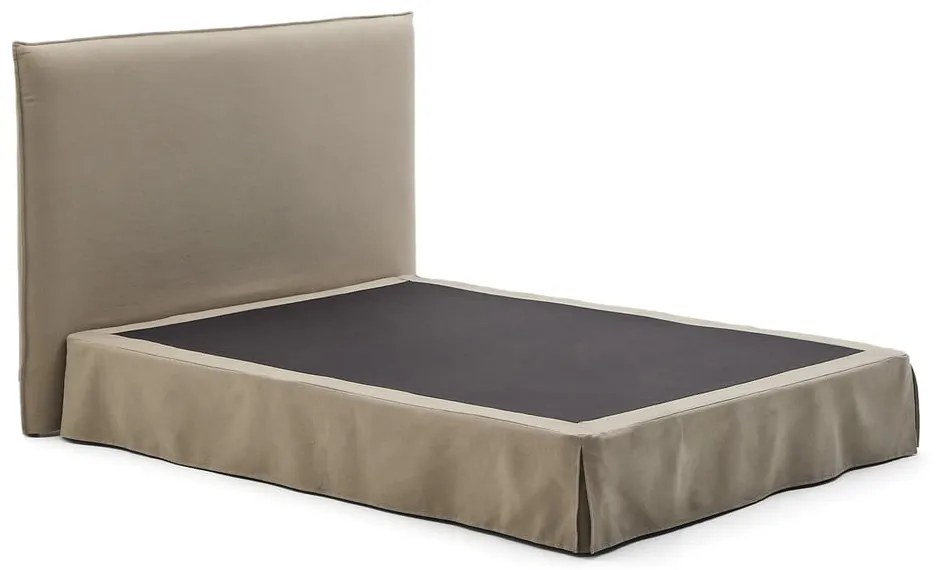 Szürkésbarna kárpitozott franciaágy 160x200 cm Jaira – Kave Home