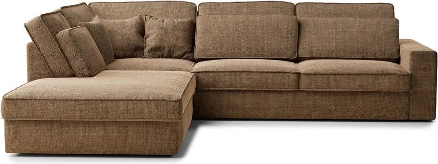 Világosbarna zsenília sarokkanapé (bal oldali-L alakú) Kirou – Maison de Rêve