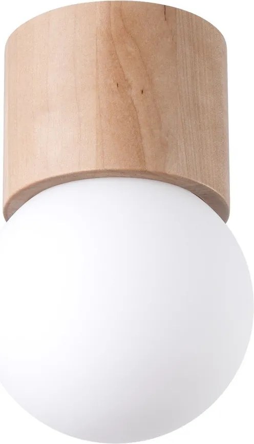 Fehér-natúr színű mennyezeti lámpa üveg búrával ø 12 cm Surtur – Sollux