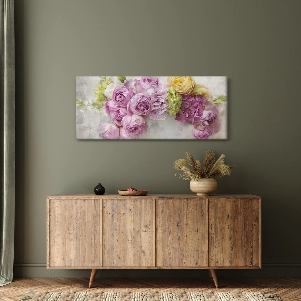 Kép - Virágok a falon pasztell színekben (120x50 cm)