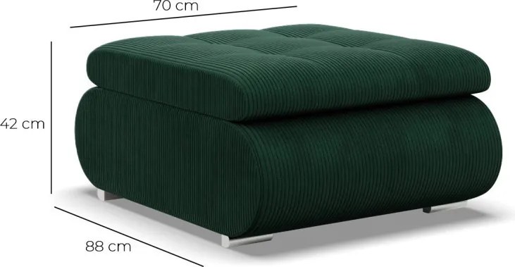 Tokio puff, kordbársony, zöld