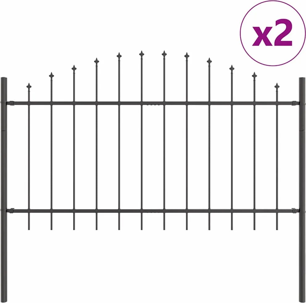 vidaXL Kerti Kerítés 2 pcs Szürke 170 x 140 cm Porszórt acél