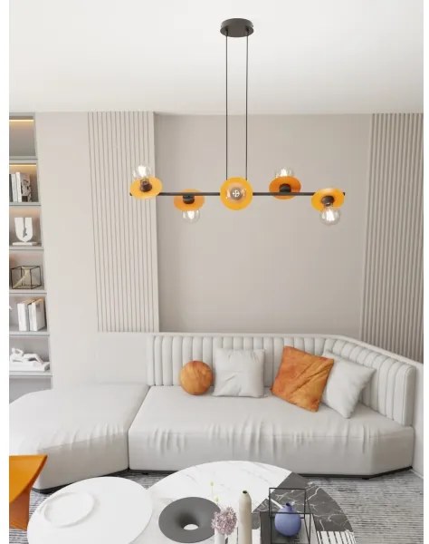 Csillár zsinóron TOKEN 6xE27/15W/230V narancs