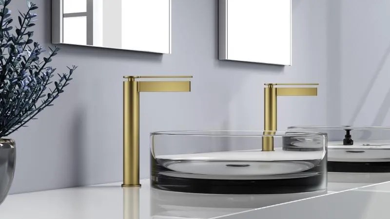 AREZZO design ELEGANT magasított mosdócsaptelep, szálcsiszolt arany