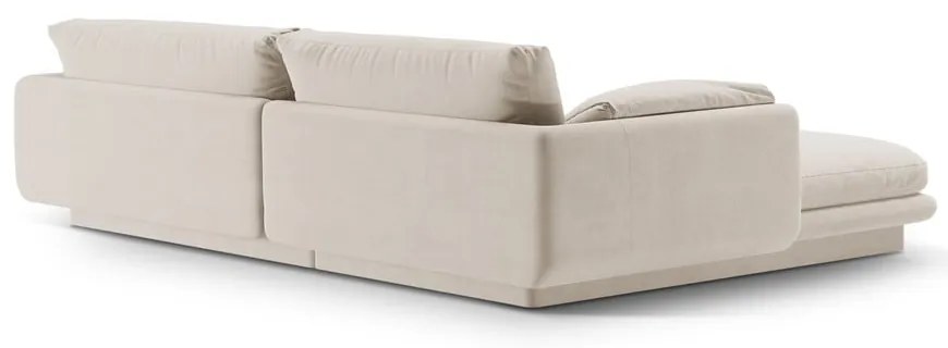Fehér bársony sarokkanapé (jobb oldali-heverő résszel) Torino – Micadoni