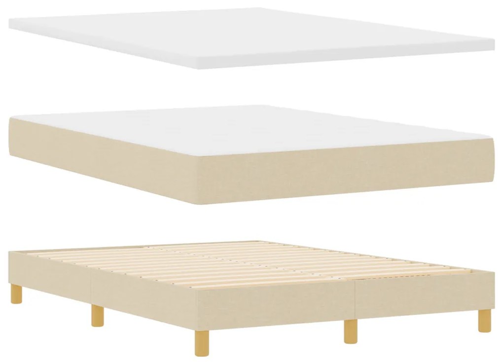 Box Spring Ágy Matrac Krém 140x200 cm Szövet