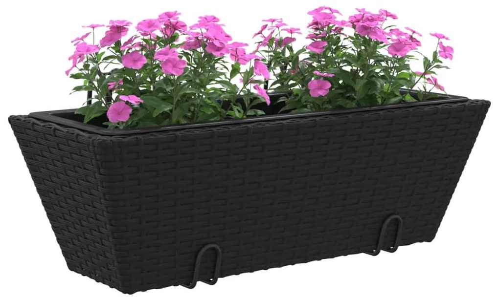 vidaXL 2 db fekete polyrattan növénytartó horoggal