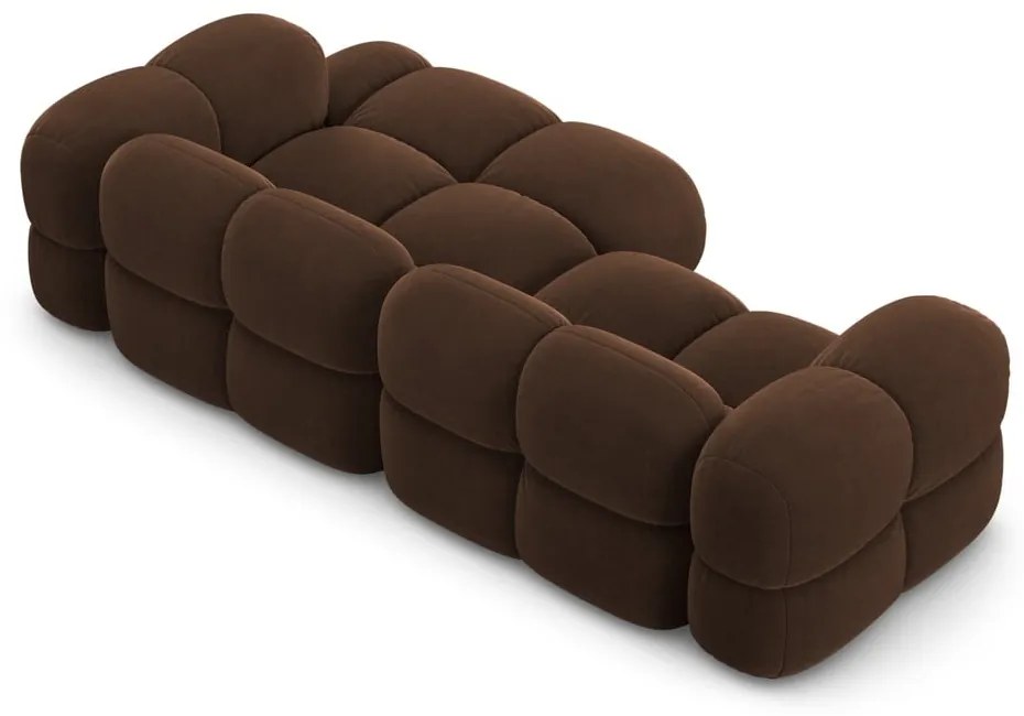 Sötétbarna bársony sarokkanapé (jobb oldali-heverő résszel) Loretto – Cosmopolitan Design