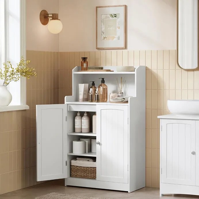 Fehér Fürdőszobai Szekrény 60×30×100 cm, MDF. AUK-E1177 WT