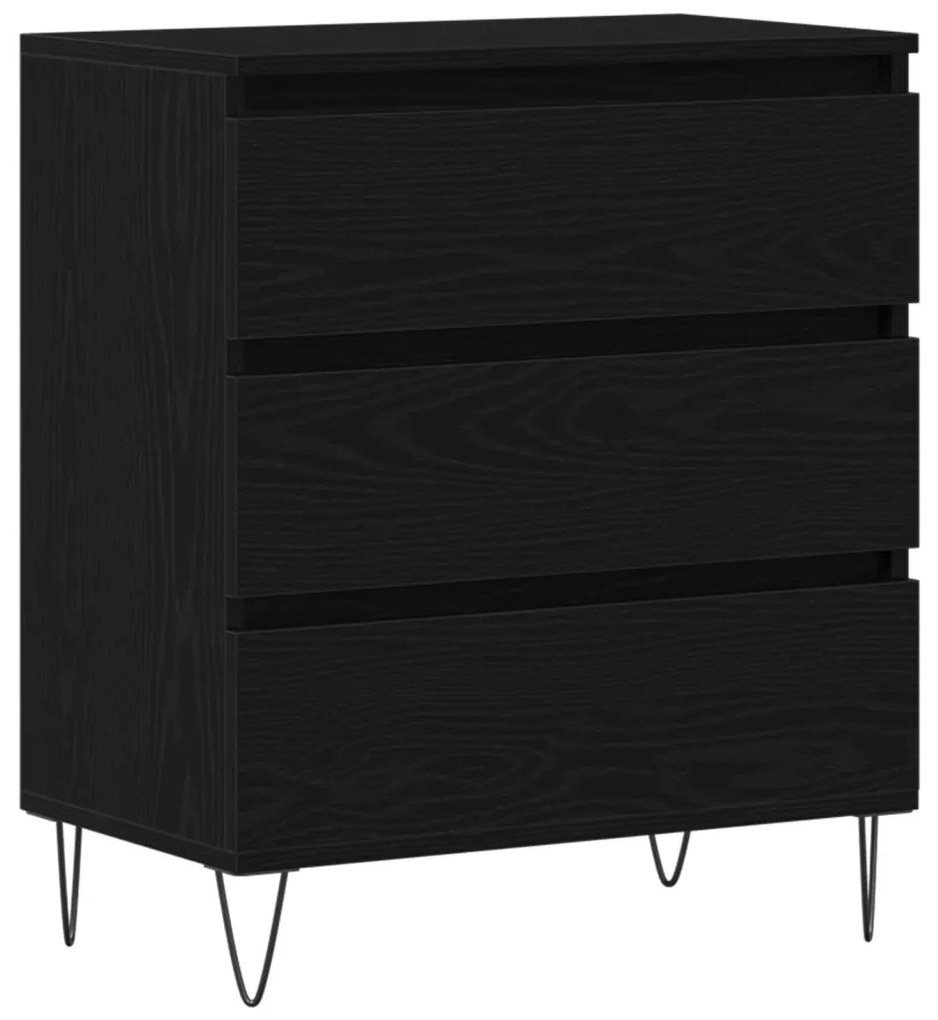Fiókos Szekrény Fekete Tölgy 60x35x70 cm Mérnöki Fa