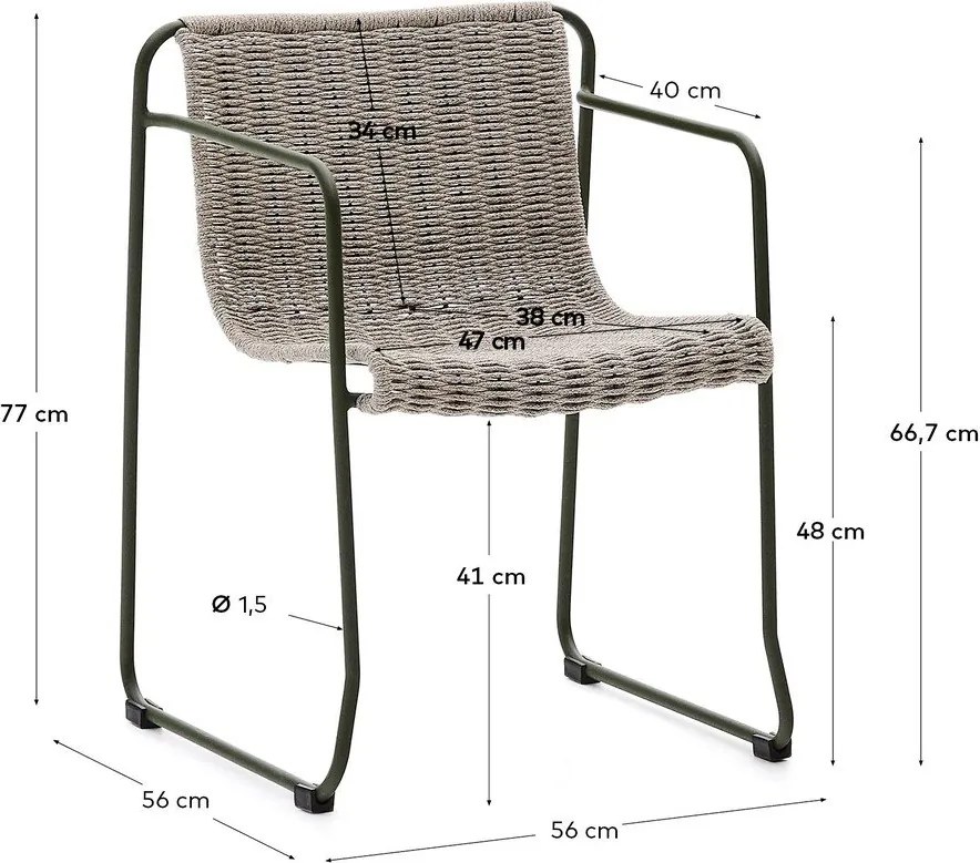 Szürkészöld fém kerti szék Maurina – Kave Home