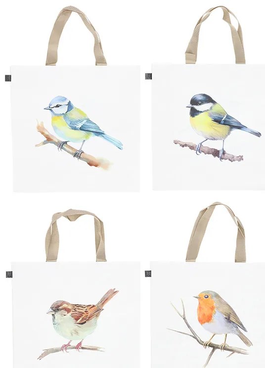 Vörösbegyes bevásárló táska, 40 x 40 cm