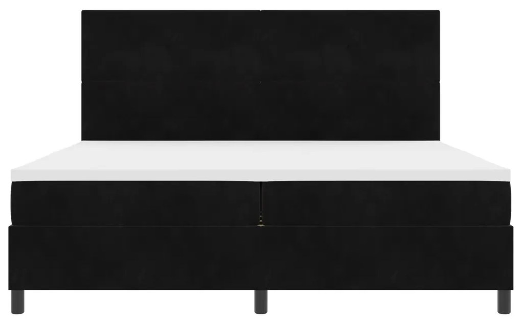 Boxspring Ágy Mattal és LED Fekete 200x200 cm Bársonyos