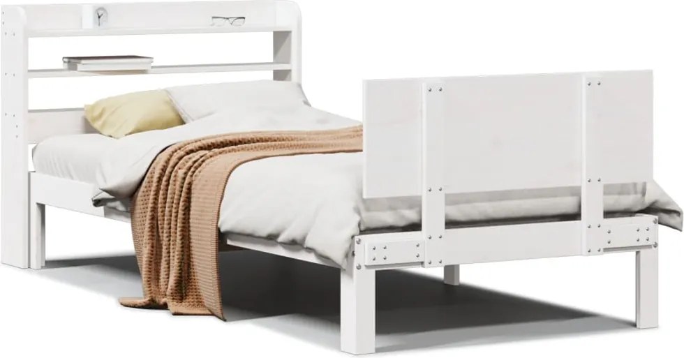 vidaXL fehér tömör fenyőfa ágykeret fejtámlával 75 x 190 cm