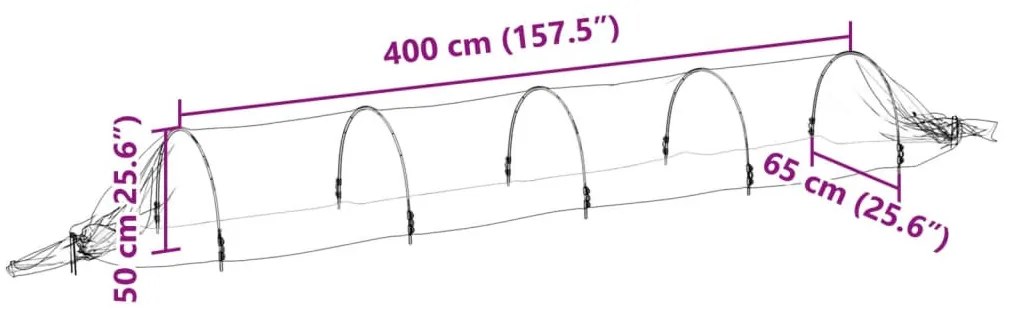 4 db üvegszál és polipropilén hálóalagút 1,5 x 5 m