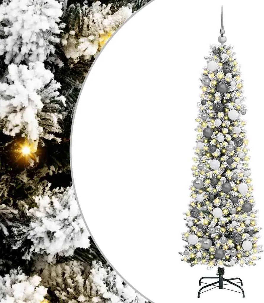 vidaXL Mű karácsonyfa 300 LED-del Fehér 180 cm PVC és Fém és Műanyag