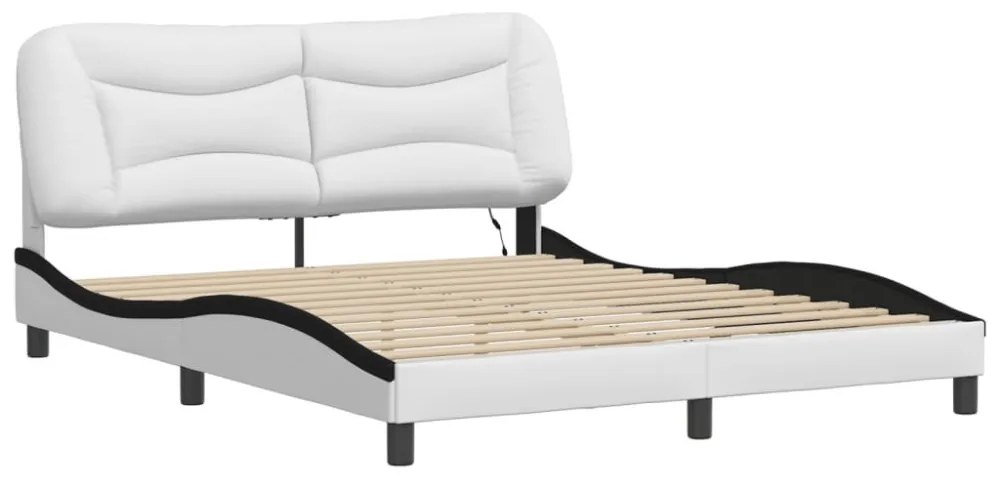 fehér és fekete ágykeret LED-ekkel matrac nélkül Hvar 160 x 200 cm