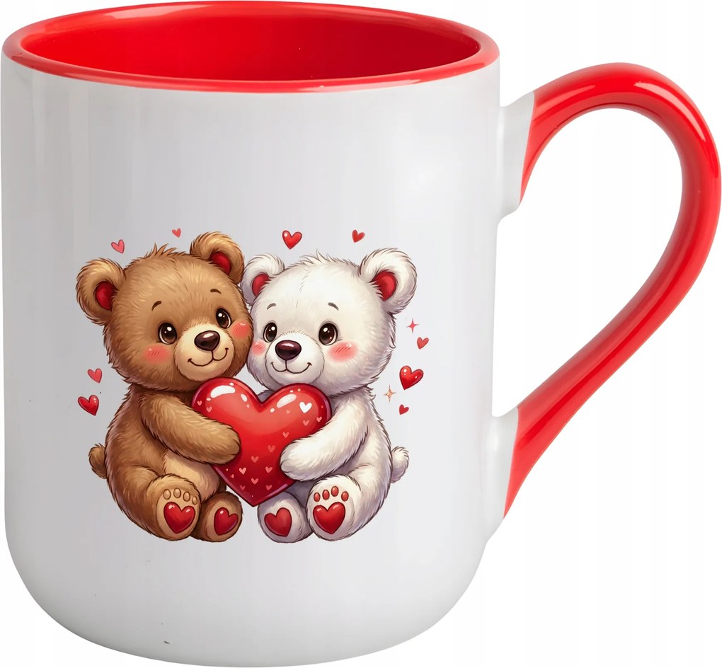 Bögre macikkal és szívvel Nőnapi ajándék plüss aranyos mackók