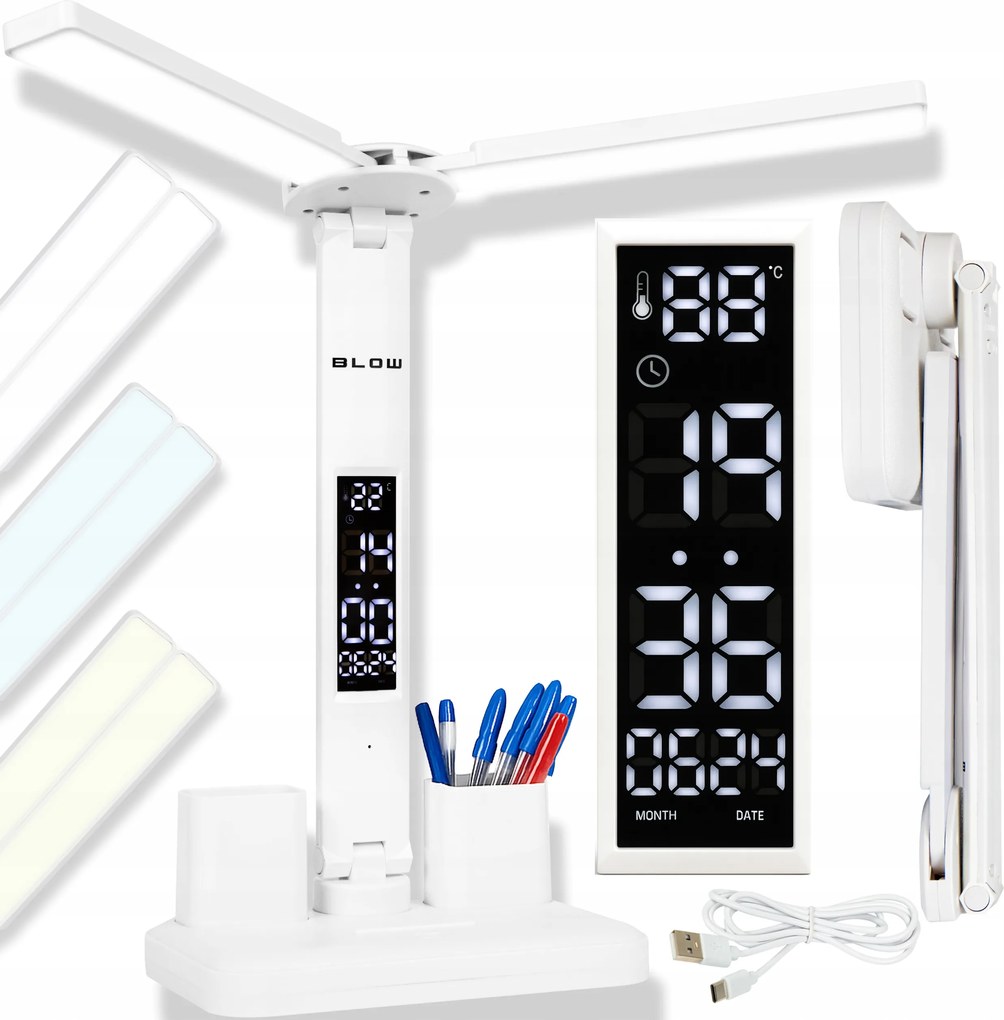 Dupla Led-es Asztali Lámpa Kijelzővel Data Temp 6in1