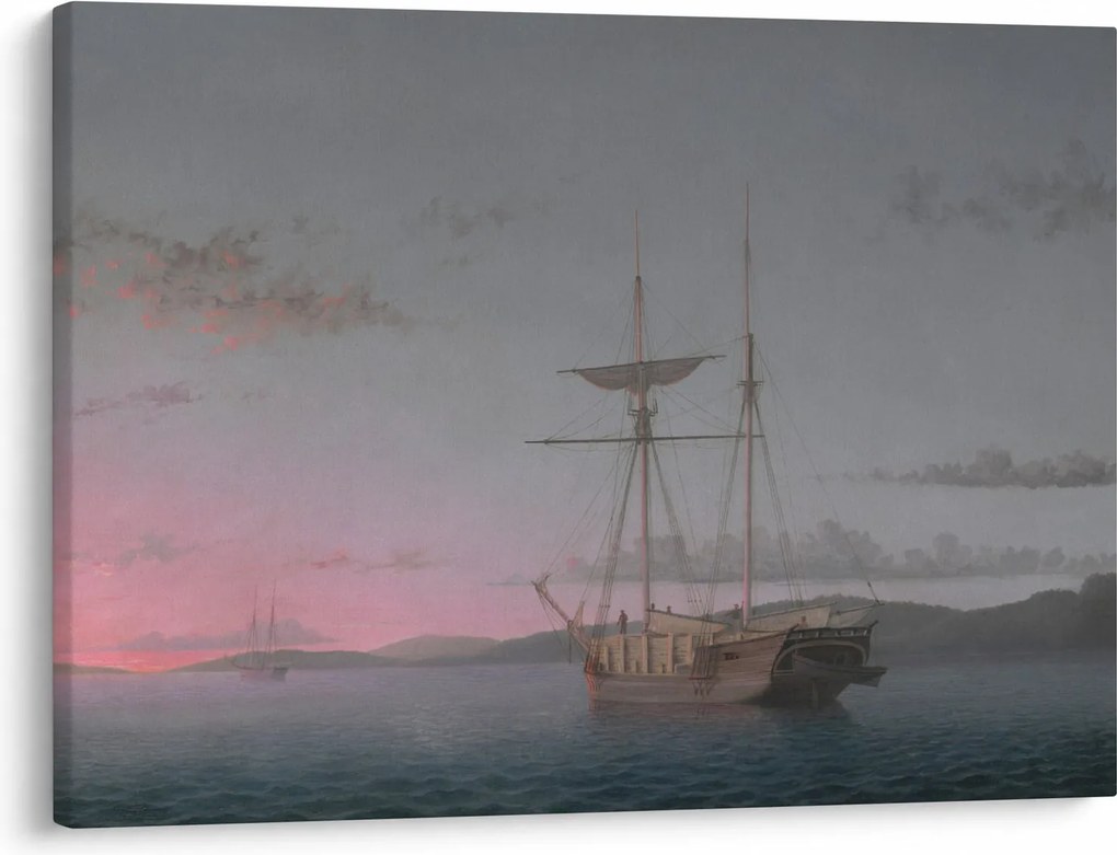 Kép - Fitz Henry Lane, Lumber Schooners at Evening on Penobscot Bay, reprodukciók (70x50 cm)