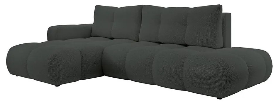 Ágyazható, kárpitozott L alakú sarokülőgarnitúra tárolóval ALMADA, balos, antracit