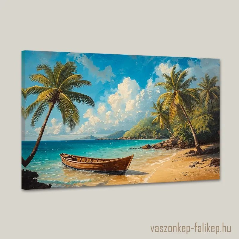 Trópusi tengerpart pálmafákkal – prémium falikép 60x40 cm