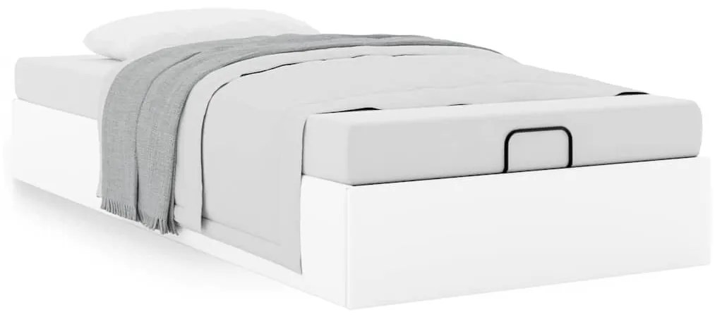 Ottomán ágykeret matrac nélkül fehér 100x200 cm műbőr