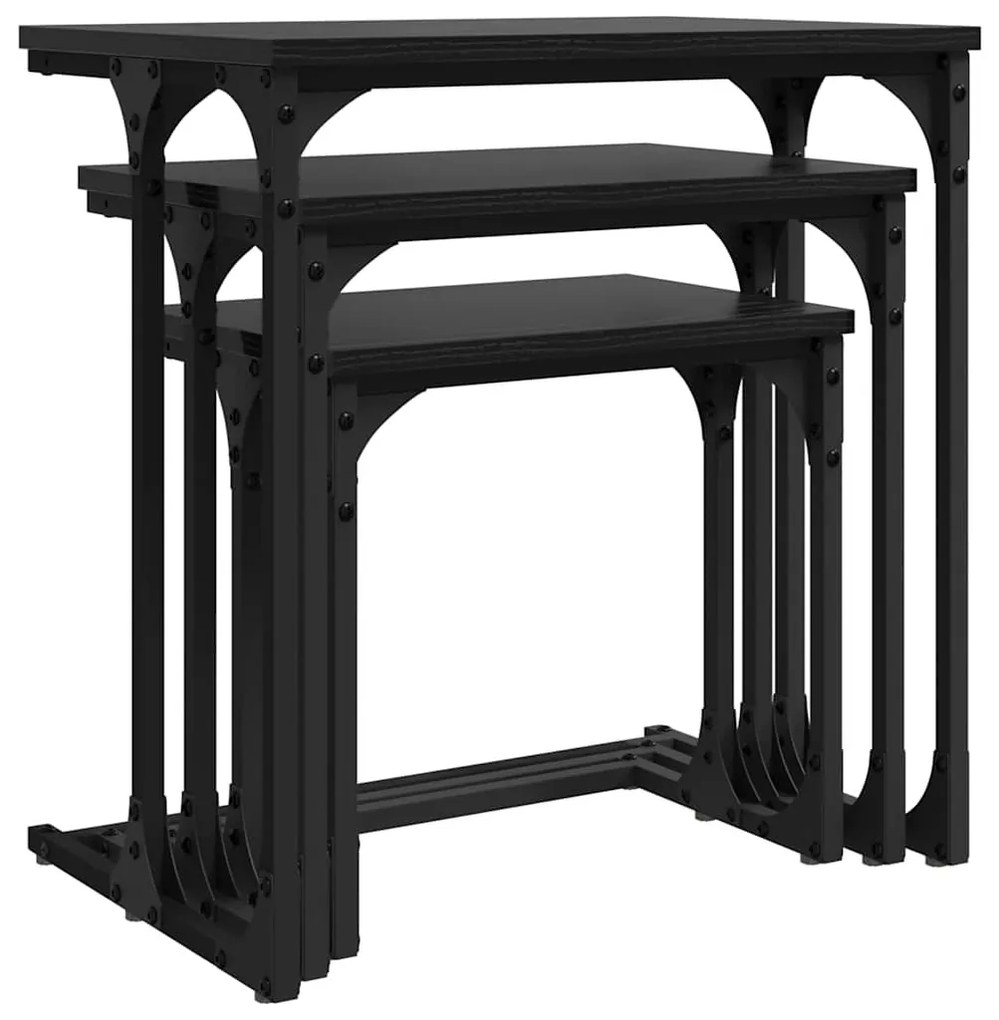 Fészkelt Kávézó Asztal 3 pcs Musta tammi 50.5 x 35 x 53 cm