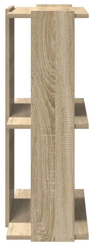 3 szintes sonoma tölgy színű szerelt fa könyvespolc 60x30x80 cm