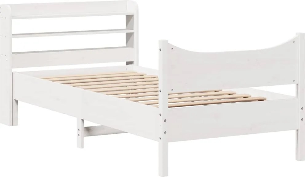 vidaXL fehér tömör fenyőfa ágykeret fejtámlával 75 x 190 cm