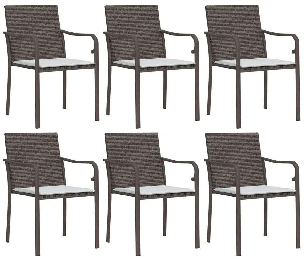 vidaXL 6 db barna polyrattan kerti szék párnával 56x59x84 cm