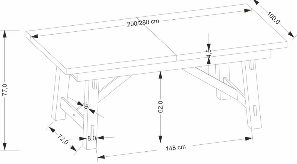Fiesta bővíthető étkezőasztal 200-280 cm