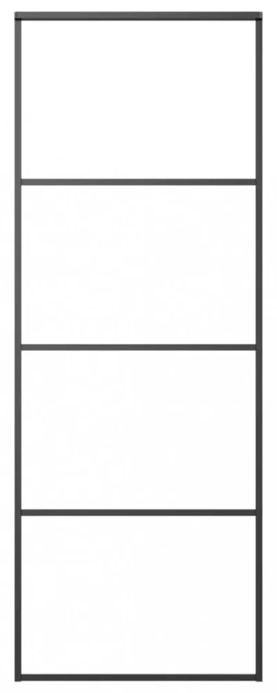 fekete matt ESG üveg és alumínium tolóajtó 76 x 205 cm