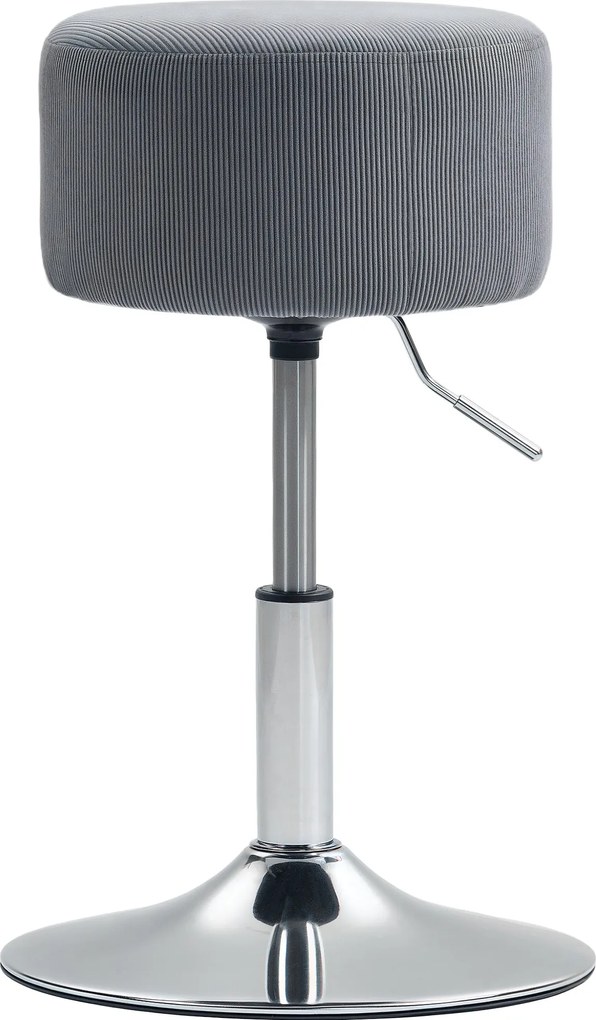 HOMCOM Magas Bárszék Magasságban Állítható 52-66 cm Velúrral Kárpitozott 360°-ban Forgó Étkezőasztalhoz Sminkelőasztalhoz Szürke | Aosom
