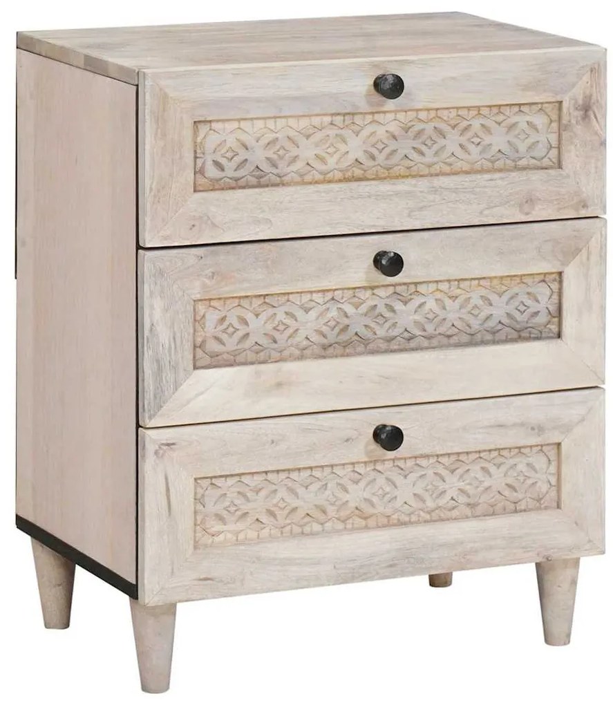 vidaXL Éjjeliszekrény fiókkal Bézs 50 x 33 x 62 cm Tömör akácfa