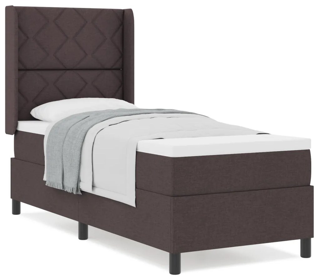 Boxspring Ágy Matrac Ezüst Barna 80x200 cm Szövet