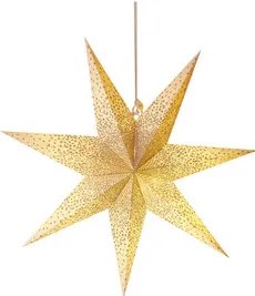 LED papírcsillag, függeszthető, ezüst csillámporos középen, fehér, 60 cm, beltéri