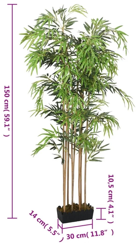 vidaXL zöld mű bambuszfa 1095 levéllel 150 cm