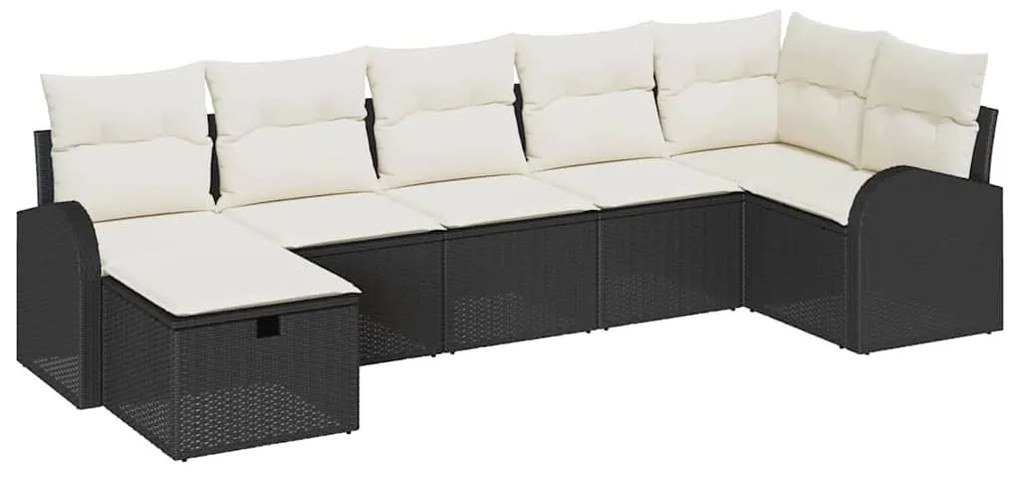 Kerti Kanapé Szett 7 pcs Fekete és krémszínű 289 x 124 x 85 cm
