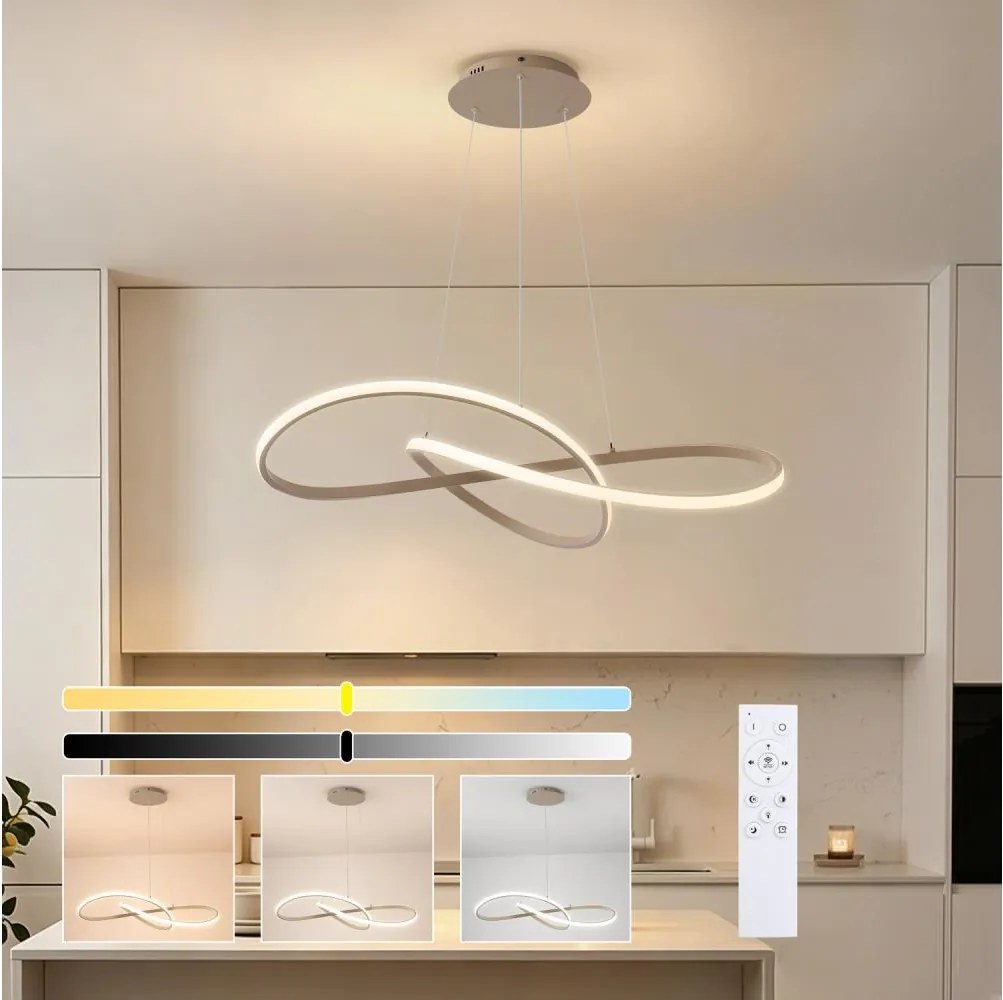 Brilagi - LED, dimmelhető kábelen függesztett csillár INFINITY LED/80W/230V 80x80 cm bézs + távirányító