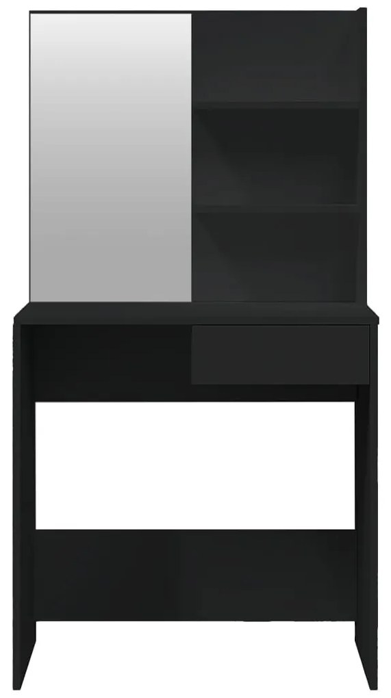 fekete fésülködőasztal tükörrel 74,5 x 40 x 141 cm