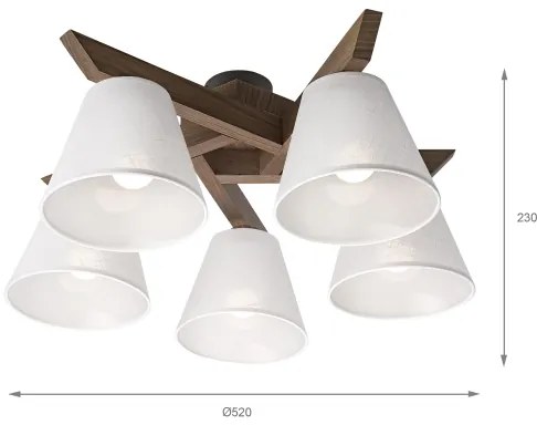 Brilagi - LED mennyezeti lámpa ANTHONY 5xE14/40W/230V diófa/fehér