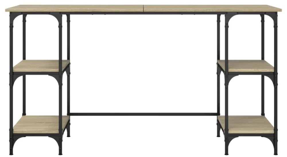 vidaXL sonoma tölgy színű fém és szerelt fa íróasztal 140 x 50 x 75 cm