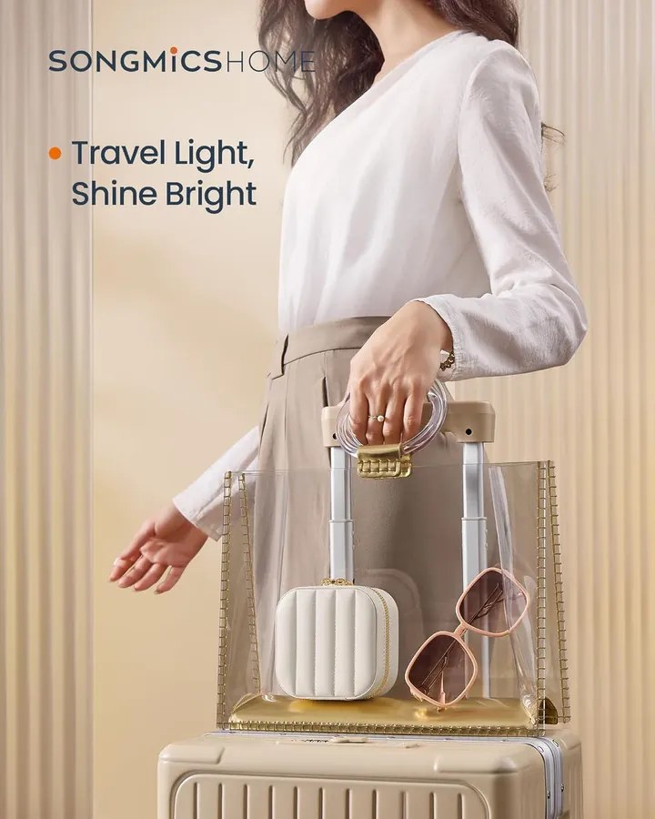 Utazó ékszertok, kis ékszerdoboz-rendező tükörrel, 10,5 x 6 x 10,5 cm,felhő fehér